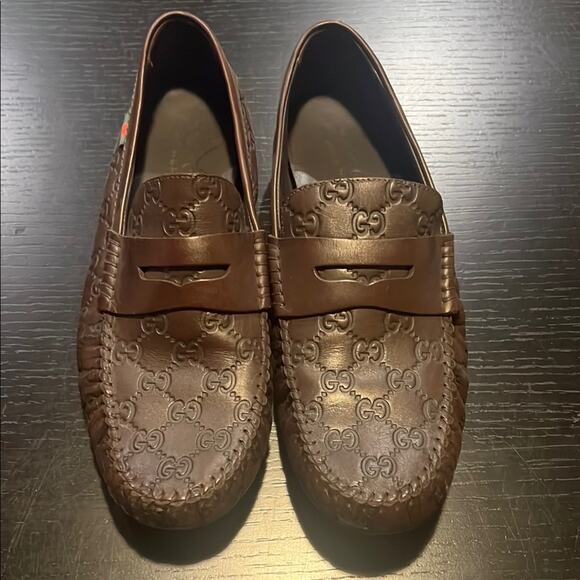 Gucci Guccissima Brown Leather Mens Loafer size 9 fits 9.5/10